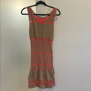 Rebecca Minkoff Tan and Coral Striped Dress
